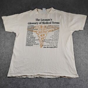 Vintage Delta Laymans Glossary‎ of Medical Terms T-Shirt XL Off-White Funny 90s